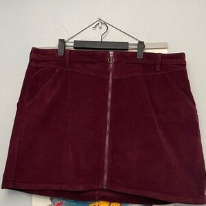 SO Deep Red Corduroy Mini Skirt